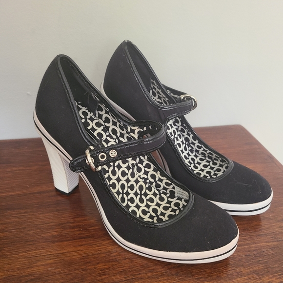 Coach black and white Casandra "Mary Jane" heels Size 6 - Picture 1 of 8